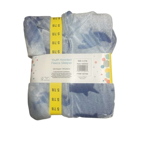 SAINT EVE YOUTH HOODED FLEECE SLEEPER/SIZE: 7/8 BLUE SHARK - Picture 12 of 13